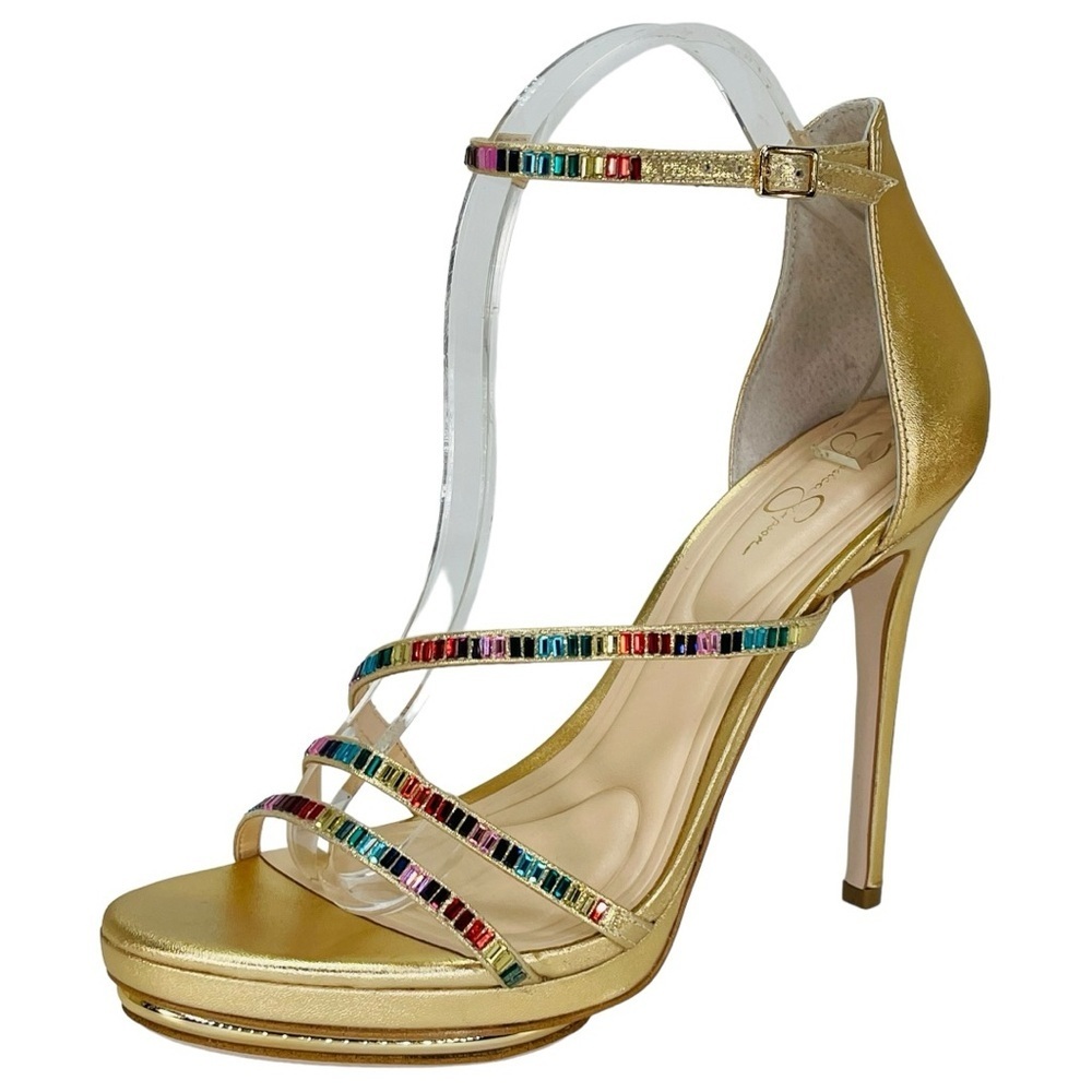 Jessica Simpson Embla Gold Shimmer Rainbow Womens Heels Size 9.5M - Picture 2 of 15